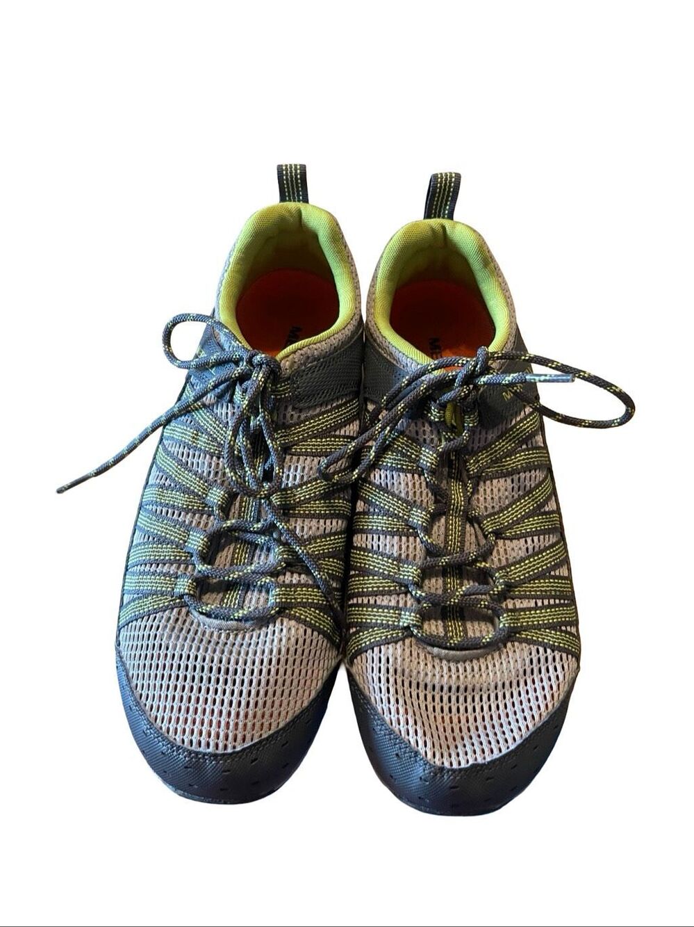 Merrell Mens Grey Lime Green Hymist Beluga Mesh Trail Water Hiking Shoes Size 10